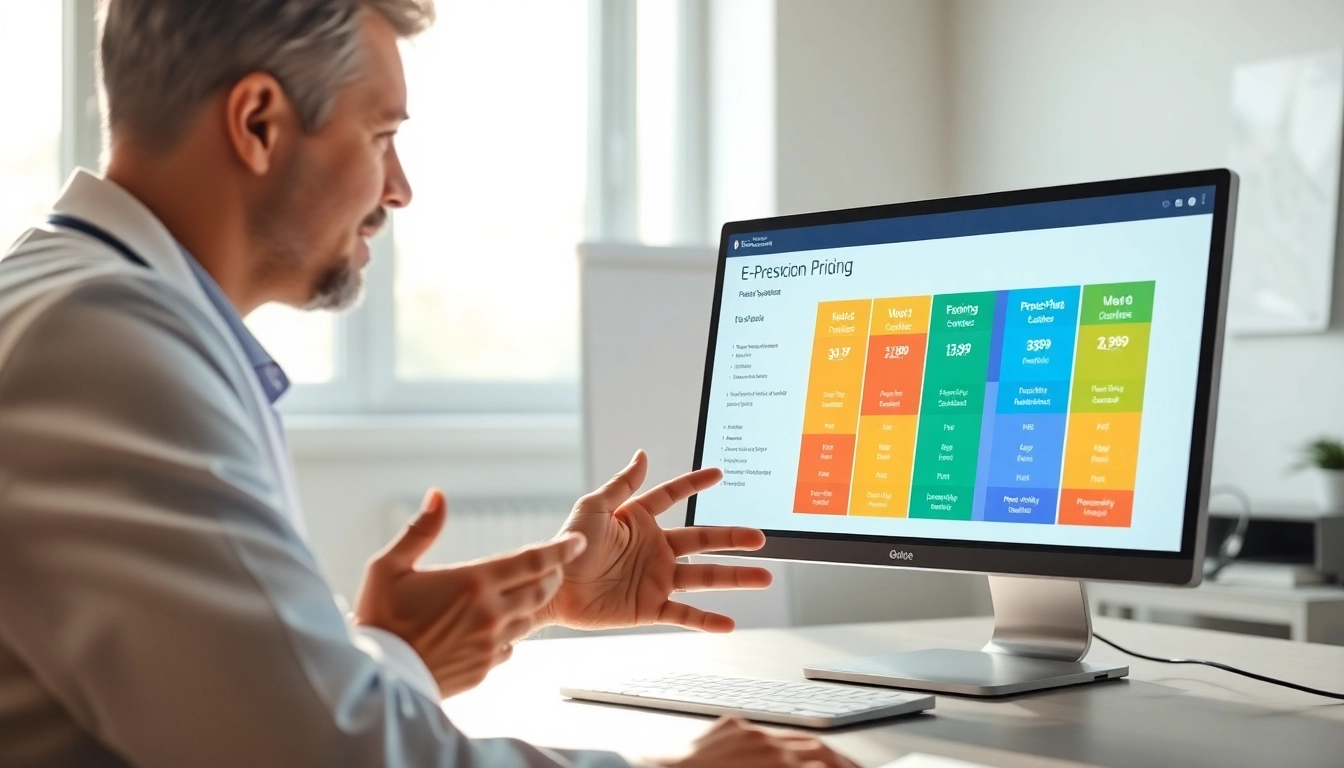 Evaluate eprescribing software pricing options in a modern medical office with a healthcare provider.