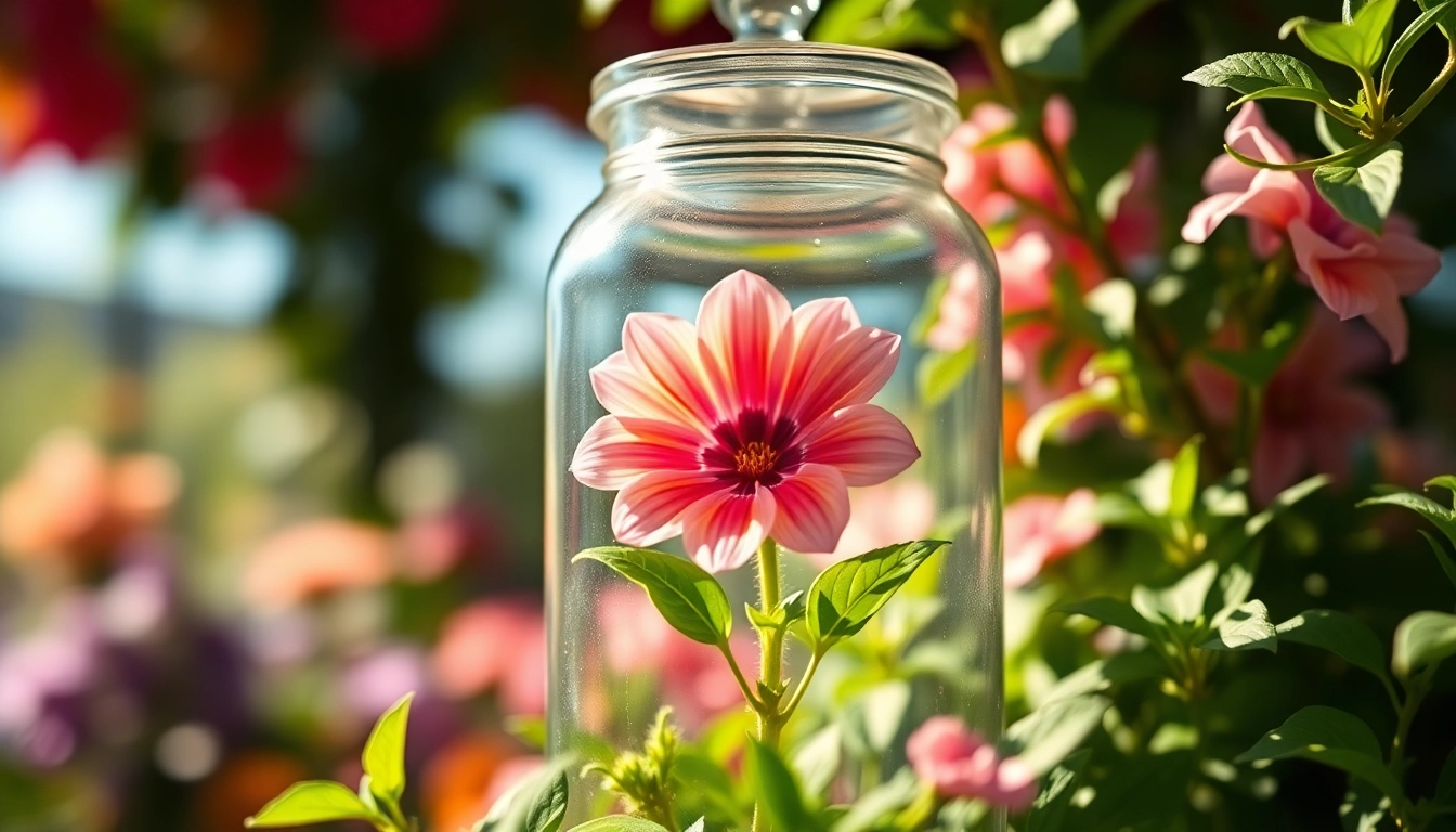 Purchase Charlotte’s Web flower for sale in a vibrant glass jar surrounded by rich greenery.