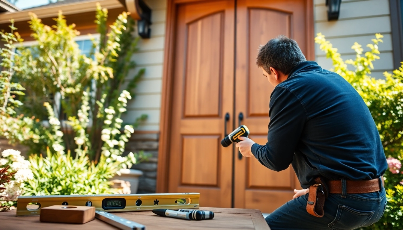 Skilled technician performing door replacement Tigard Oregon for a home improvement project.
